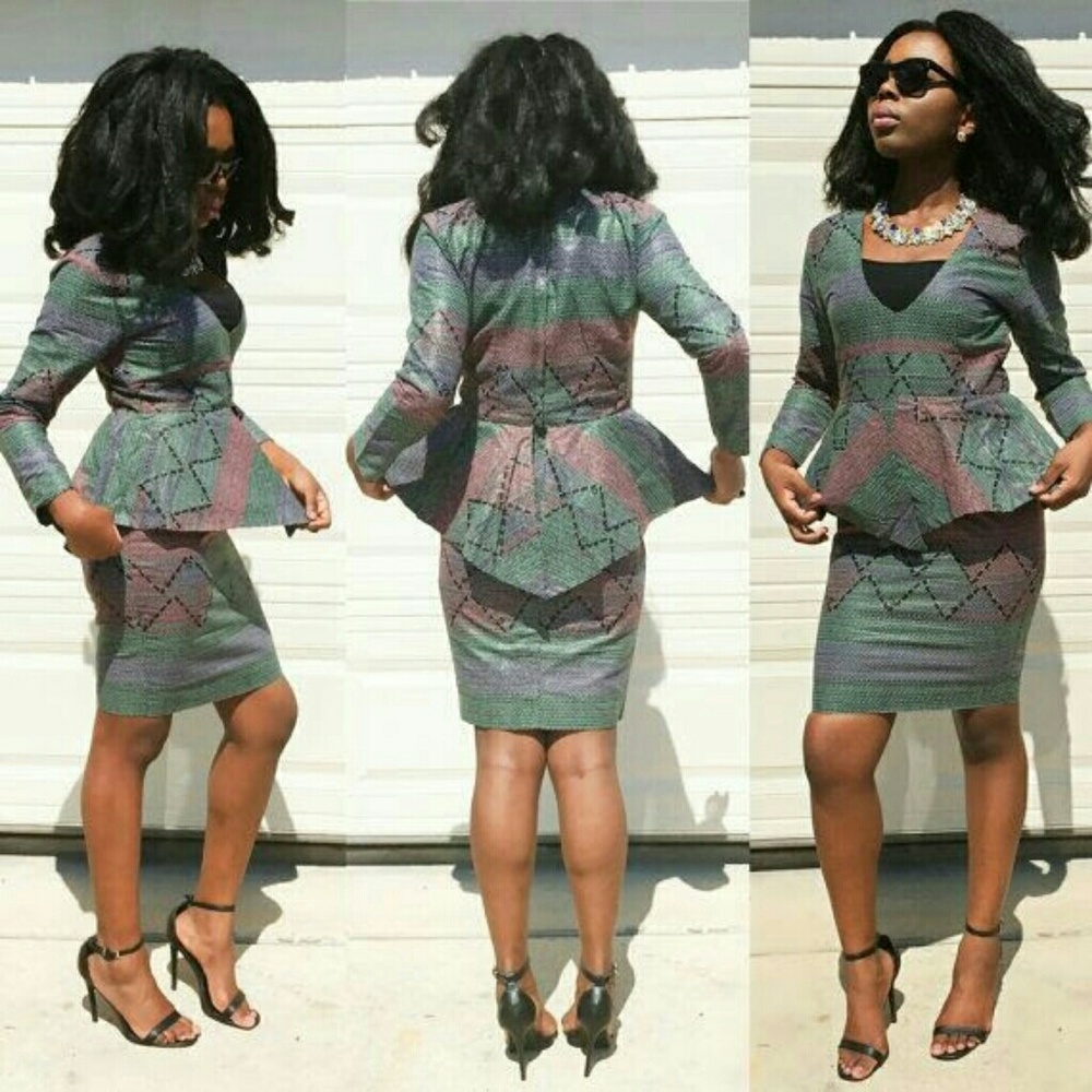 Women African print peplum dress